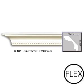 Картинка - Карниз с орнаментом Elite Decor Harmony 2000x55x65 K 105 Flexi