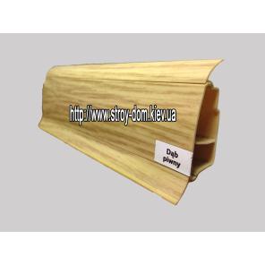 Картинка - Плінтус Queen Effector 57 мм із подвійним кабель-каналом матовий Дуб пивний -20908